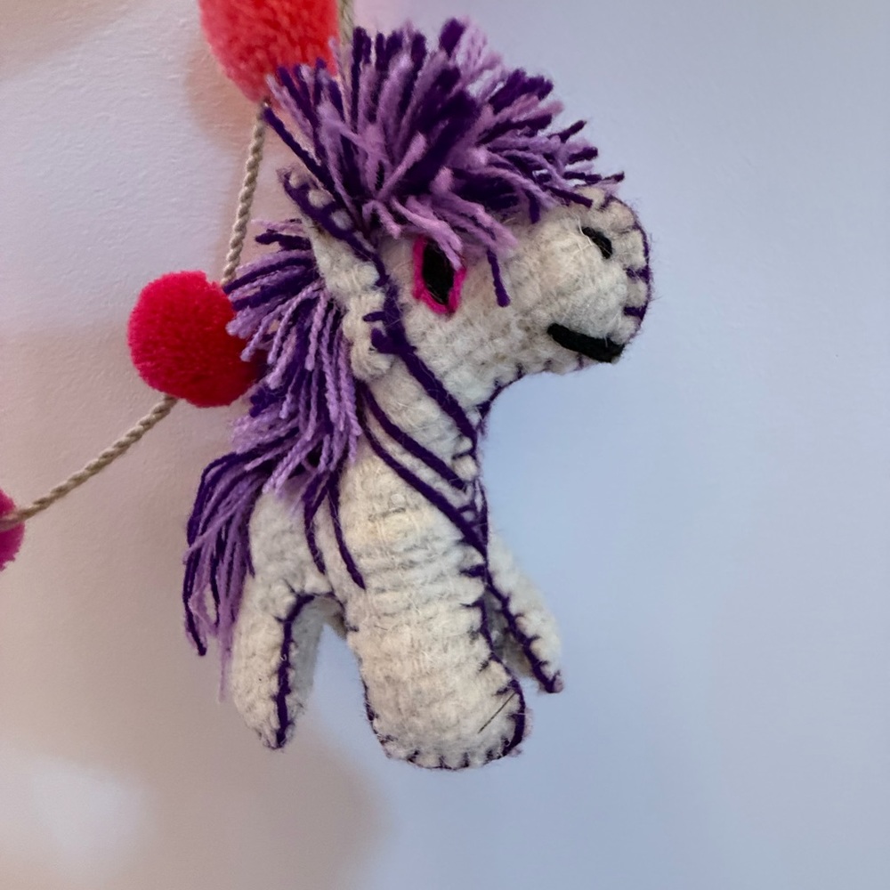 Nursery / Kids Room Hanging Mobile - Animal figures / Pom-Poms